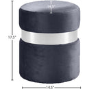  Color_Chrome/ Grey -- Hailey Grey Velvet Upholstered Stool IMAGE 3