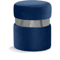  Color_Chrome/ Navy -- Hailey Navy Velvet Upholstered Stool IMAGE 1