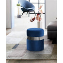  Color_Chrome/ Navy -- Hailey Navy Velvet Upholstered Stool IMAGE 2