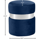  Color_Chrome/ Navy -- Hailey Navy Velvet Upholstered Stool IMAGE 3