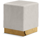  Color_Cream/ Gold -- Jax Cream Velvet Upholstered Stool IMAGE 1