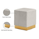  Color_Cream/ Gold -- Jax Cream Velvet Upholstered Stool IMAGE 4