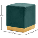  Color_Gold/ Green -- Jax Green Velvet Upholstered Stool IMAGE 3