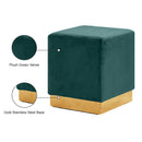  Color_Gold/ Green -- Jax Green Velvet Upholstered Stool IMAGE 4