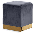  Color_Gold/ Grey -- Jax Grey Velvet Upholstered Stool IMAGE 1