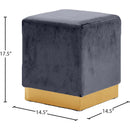  Color_Gold/ Grey -- Jax Grey Velvet Upholstered Stool IMAGE 3