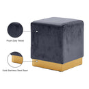  Color_Gold/ Grey -- Jax Grey Velvet Upholstered Stool IMAGE 4