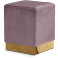  Color_Gold/ Pink -- Jax Pink Velvet Upholstered Stool IMAGE 1