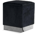  Color_Black/ Chrome -- Meridian Jax Velvet Upholstered Stool IMAGE 1