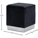  Color_Black/ Chrome -- Meridian Jax Velvet Upholstered Stool IMAGE 3