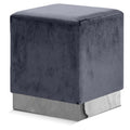  Color_Chrome/ Grey -- Jax Grey Velvet Upholstered Stool IMAGE 1
