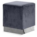  Color_Chrome/ Grey -- Jax Grey Velvet Upholstered Stool IMAGE 1