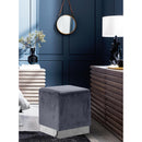  Color_Chrome/ Grey -- Jax Grey Velvet Upholstered Stool IMAGE 2