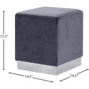  Color_Chrome/ Grey -- Jax Grey Velvet Upholstered Stool IMAGE 3