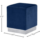  Color_Navy/ Chrome -- Jax Navy Velvet Upholstered Stool IMAGE 3
