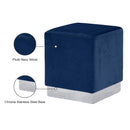  Color_Navy/ Chrome -- Jax Navy Velvet Upholstered Stool IMAGE 4