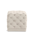  Color_Cream -- Stella Cream Velvet Upholstered Stool IMAGE 1