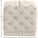  Color_Cream -- Stella Cream Velvet Upholstered Stool IMAGE 3