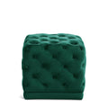  Color_Green -- Stella Green Velvet Upholstered Stool IMAGE 1
