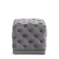  Color_Grey -- Stella Grey Velvet Upholstered Stool IMAGE 1
