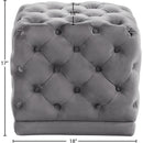  Color_Grey -- Stella Grey Velvet Upholstered Stool IMAGE 3