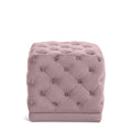  Color_Pink -- Stella Pink Velvet Upholstered Stool IMAGE 1