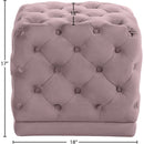 Meridian Stella Pink Velvet Ottoman/Stool IMAGE 3