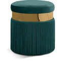  Color_Gold/ Green -- Meridian Yasmine Velvet Upholstered Stool IMAGE 1
