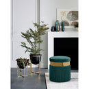  Color_Gold/ Green -- Meridian Yasmine Velvet Upholstered Stool IMAGE 2