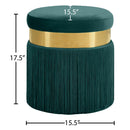  Color_Gold/ Green -- Meridian Yasmine Velvet Upholstered Stool IMAGE 3
