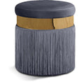  Color_Gold/ Grey -- Yasmine Grey Velvet Upholstered Stool IMAGE 1