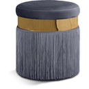  Color_Gold/ Grey -- Yasmine Grey Velvet Upholstered Stool IMAGE 1