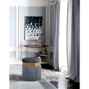  Color_Gold/ Grey -- Yasmine Grey Velvet Upholstered Stool IMAGE 2
