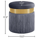  Color_Gold/ Grey -- Yasmine Grey Velvet Upholstered Stool IMAGE 3