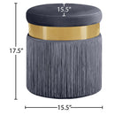 Meridian Yasmine Grey Velvet Ottoman/Stool IMAGE 3