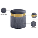  Color_Gold/ Grey -- Yasmine Grey Velvet Upholstered Stool IMAGE 4