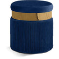  Color_Gold/ Navy -- Yasmine Navy Velvet Upholstered Stool IMAGE 1