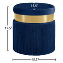  Color_Gold/ Navy -- Yasmine Navy Velvet Upholstered Stool IMAGE 3