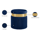  Color_Gold/ Navy -- Yasmine Navy Velvet Upholstered Stool IMAGE 4