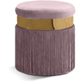  Color_Gold/ Pink -- Yasmine Pink Velvet Upholstered Stool IMAGE 1