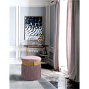  Color_Gold/ Pink -- Yasmine Pink Velvet Upholstered Stool IMAGE 2