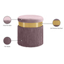  Color_Gold/ Pink -- Yasmine Pink Velvet Upholstered Stool IMAGE 4