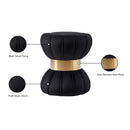  Color_Black/ Gold -- Meridian Vino Velvet Upholstered Stool IMAGE 4