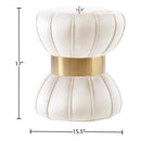  Color_Cream/ Gold -- Vino Cream Velvet Upholstered Stool IMAGE 3