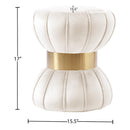 Meridian Vino Cream Velvet Ottoman/Stool IMAGE 3