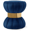  Color_Gold/ Navy -- Vino Navy Velvet Upholstered Stool IMAGE 1