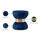 Meridian Vino Navy Velvet Ottoman/Stool IMAGE 4