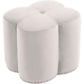 Meridian Clover Fabric Ottoman 173Cream IMAGE 1