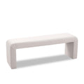  Color_Cream -- Minimalist Cream Velvet Upholstered Bench IMAGE 1