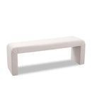  Color_Cream -- Minimalist Cream Velvet Upholstered Bench IMAGE 1